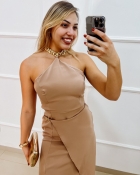 VESTIDO LAURA BEGE